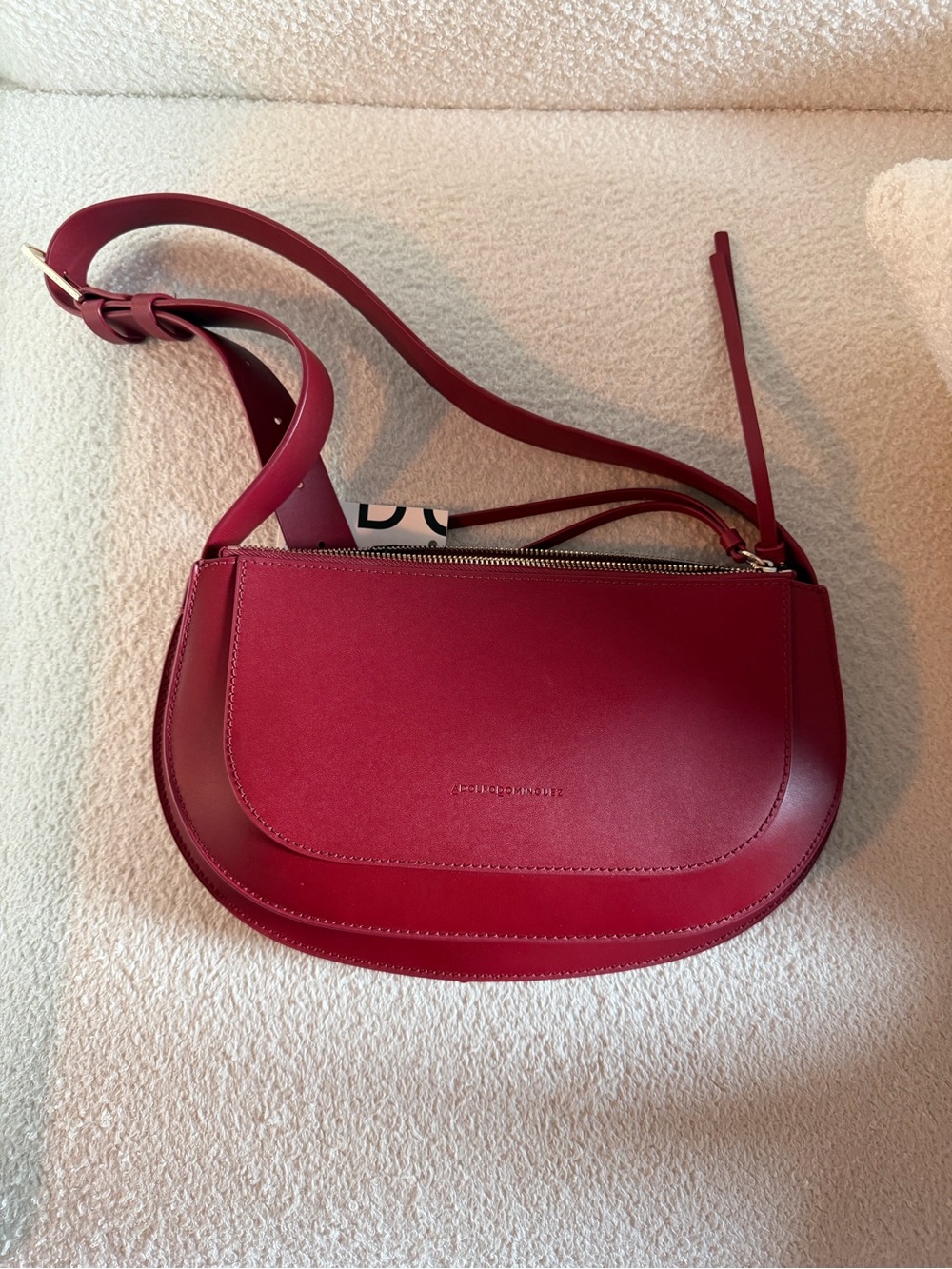 Red Leather Saddle Crossbody Bag - Adolfo Dominguez